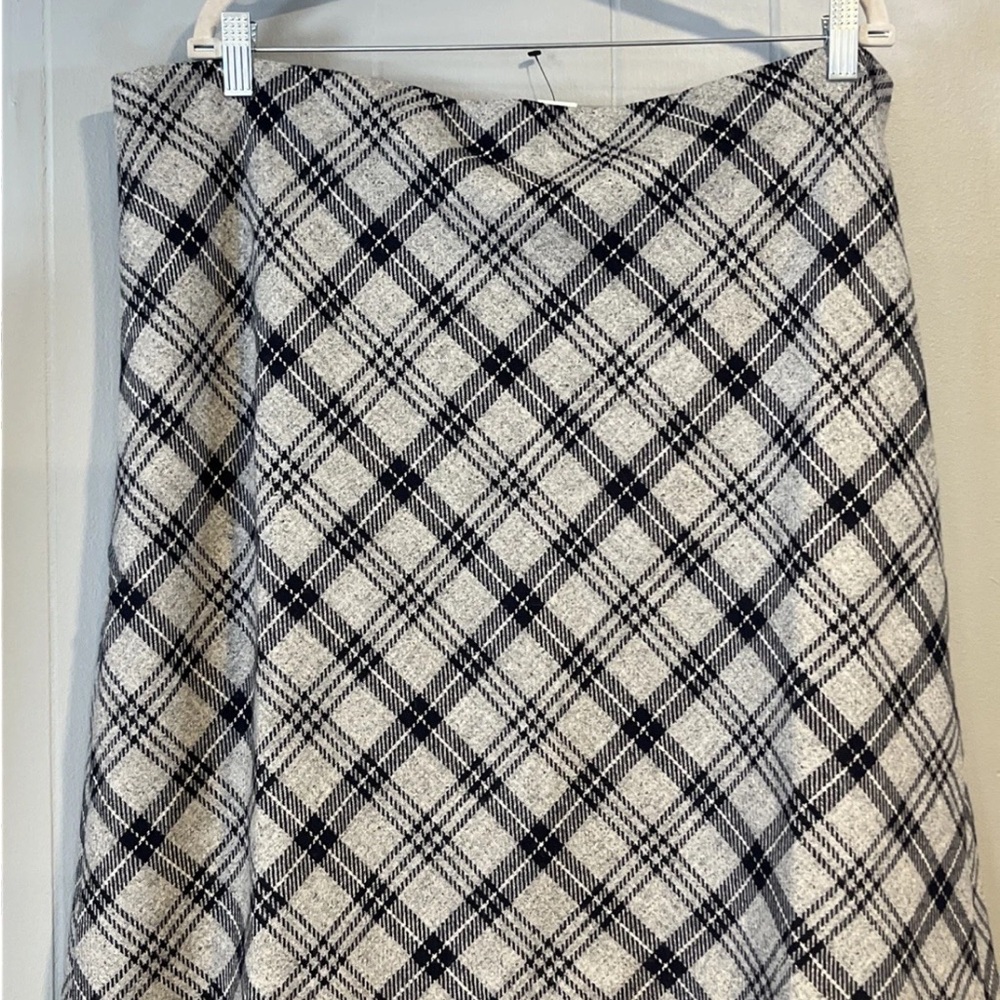 NWT Talbots Size 18 Blue Gray Plaid Wool Blend Skirt Lined NEW $99